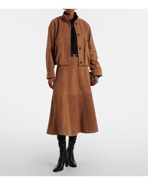 Jonathan Simkhai Brown Bonnie Suede Midi Skirt