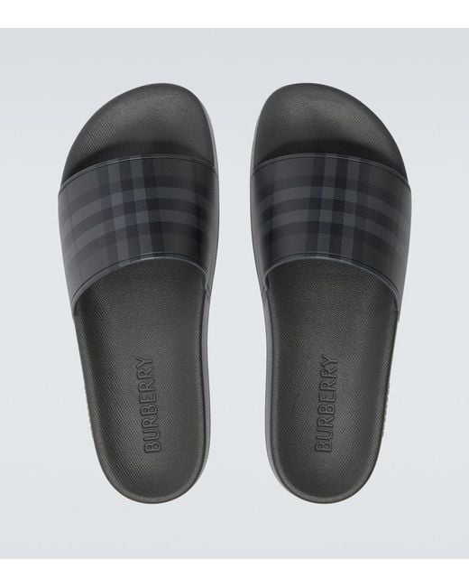 Burberry Black Check Slides for men