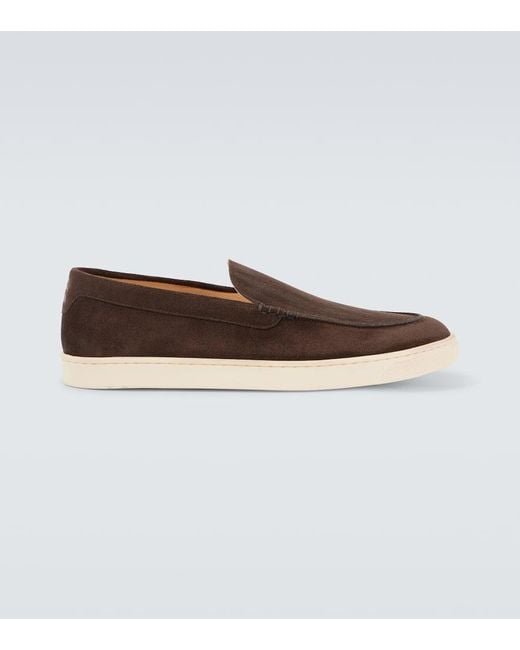 Brunello Cucinelli Brown Herringbone Suede Loafers for men