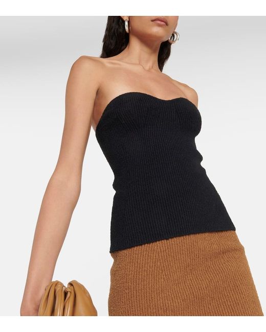 Wardrobe NYC Black Ribbed-Knit Cotton-Blend Top