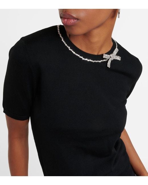 Valentino Black Embellished Virgin Wool Top