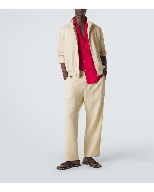 Kiton Red Linen Shirt for men