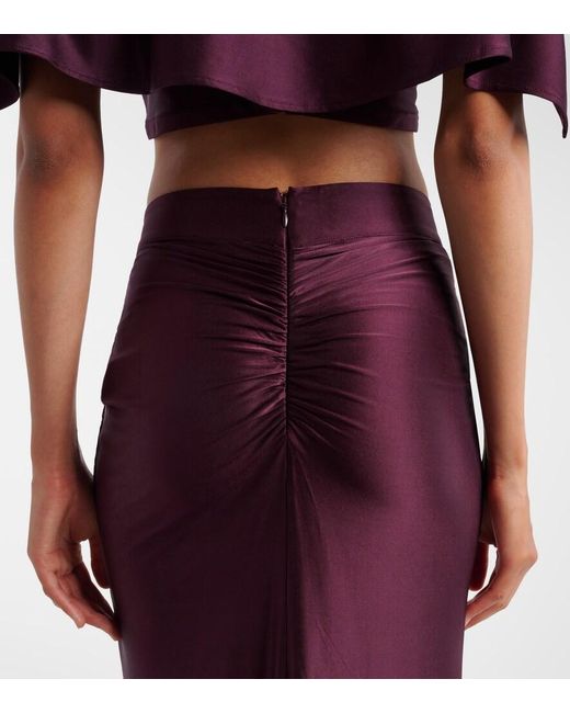Rabanne Purple Gathered Satin Maxi Skirt