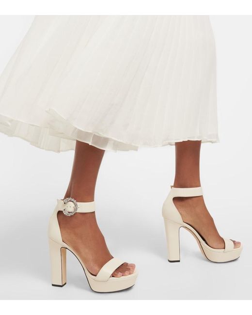 Jimmy Choo Metallic Mionne 120 Leather Platform Sandals