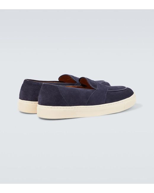 George Cleverley Blue Joey Ii Suede Penny Loafers for men