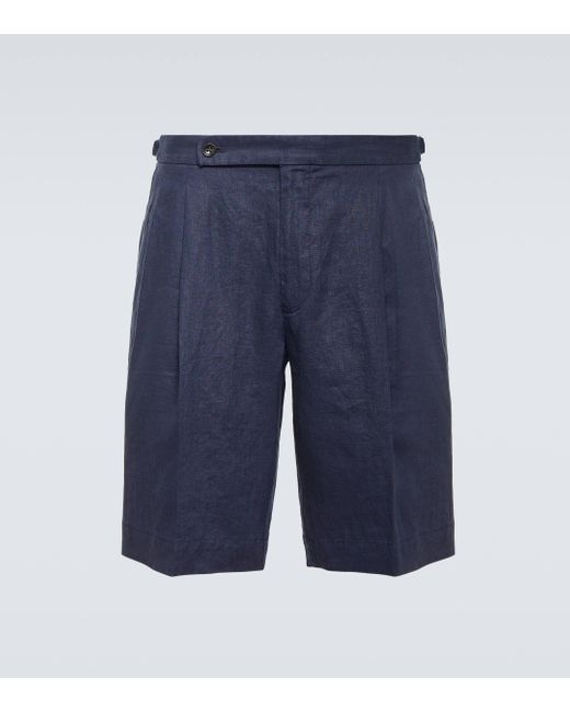 Incotex Blue Linen Shorts for men