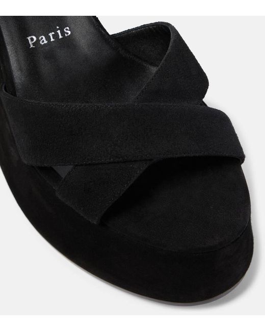 Christian Louboutin Black Wedge-Sandalen Supramariza 130 Aus Samt