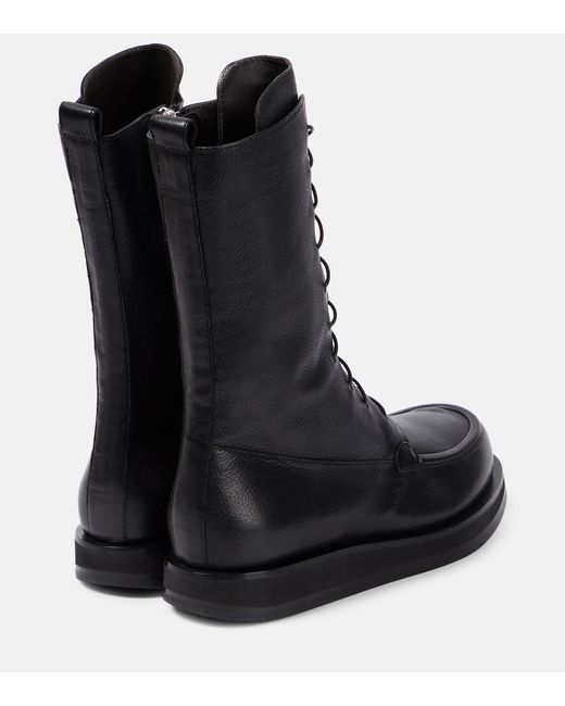 The Row Schnuerstiefel Patty aus Leder in Schwarz Lyst DE