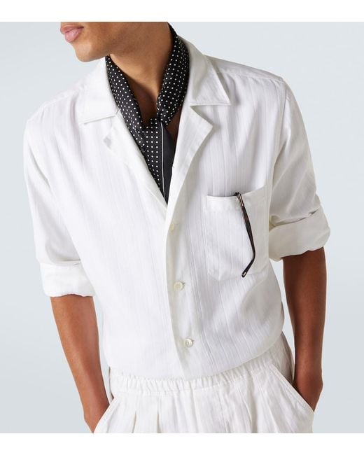 Tom Ford White Striped Cotton And Silk Shirt for men