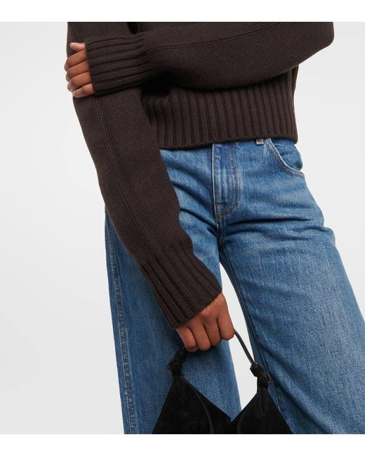 Khaite Black Lanzino Ribbed-knit Cashmere Sweater
