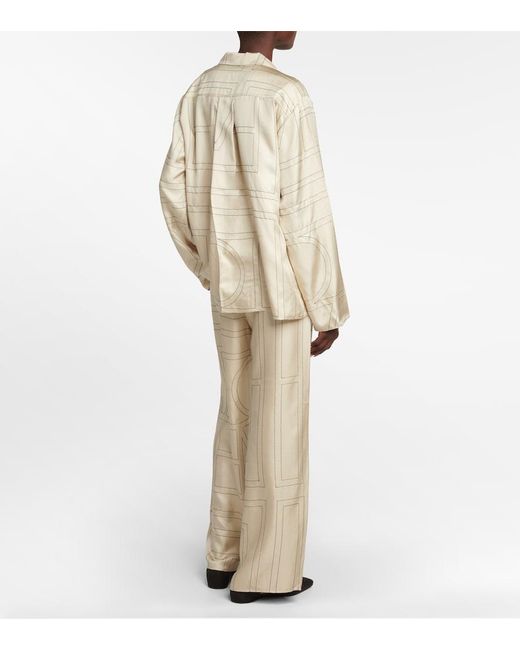 Totême Natural Monogram Silk Shirt
