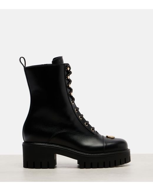 Bottines Double G En Cuir Gucci en coloris Black