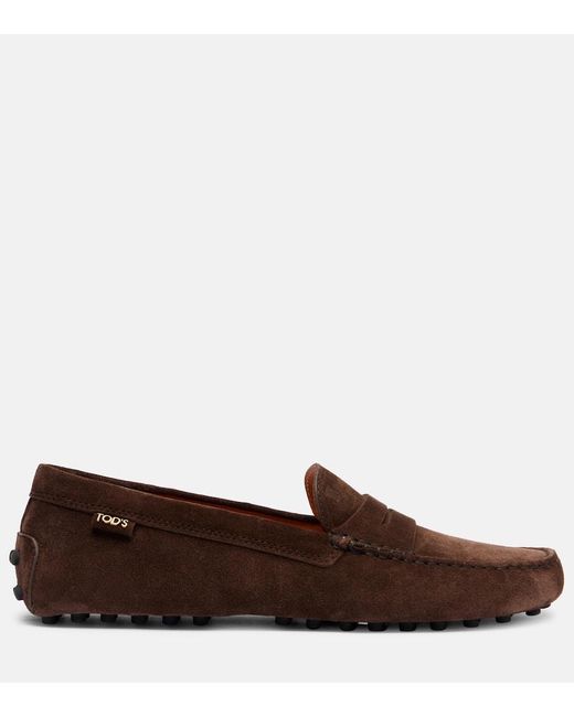 Tod's Brown Mokassins Gommino Aus Veloursleder