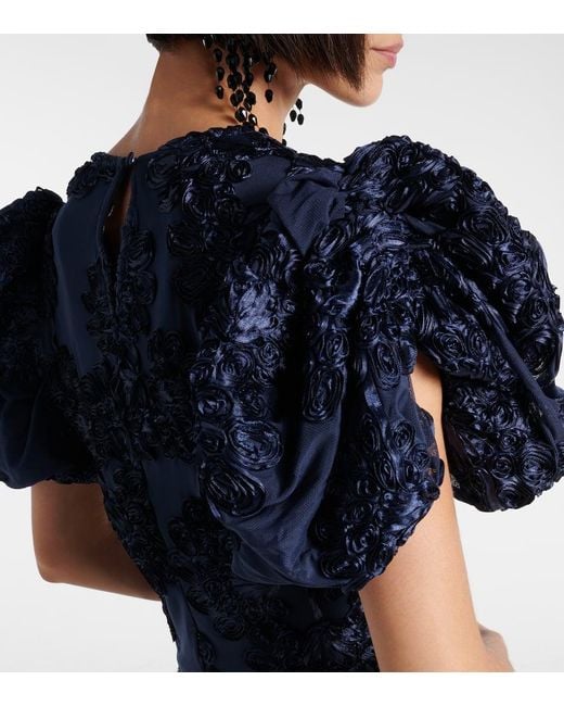 ROTATE BIRGER CHRISTENSEN Blue Floral-Applique Top