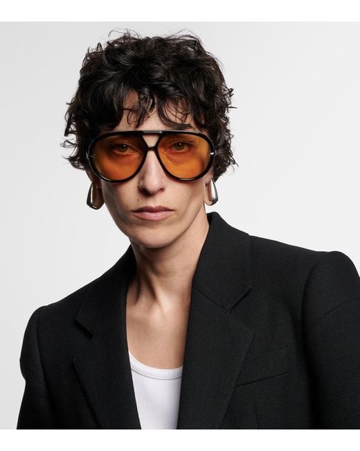 Bottega Veneta Brown Classic Aviator Sunglasses