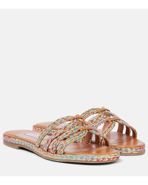Aquazzura Brown Playita Espadrille Slides