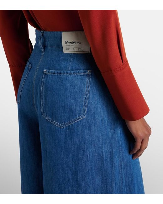 Max Mara Blue Nastro Cropped Wide-Leg Jeans