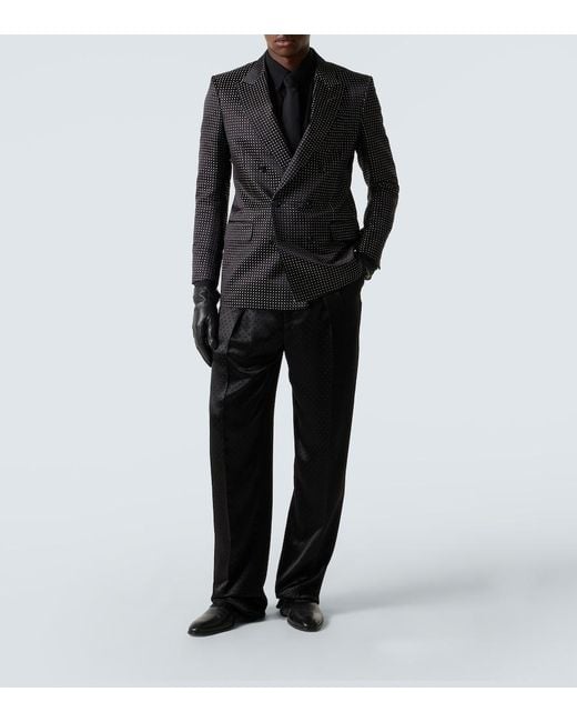 Tom Ford Black Polka-Dot Silk Satin Suit Jacket for men
