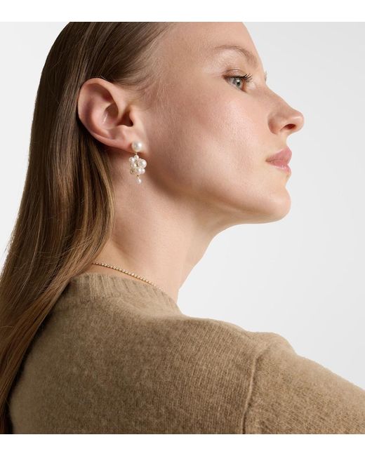 Sophie Bille Brahe White Botticelli 14Kt Earrings With Pearls