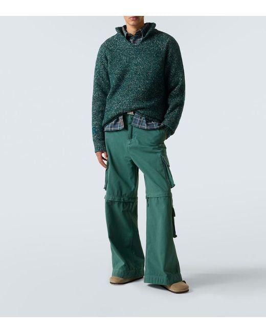 ERL Green Alpaca, Wool, And Cotton-Blend Sweater for men