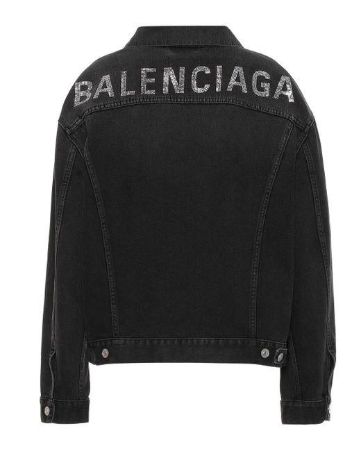 Balenciaga Black Logo Embellished Denim Jacket