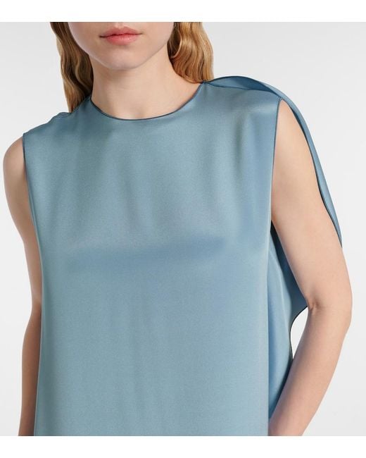 Max Mara Blue Elegante Odessa Silk Maxi Dress