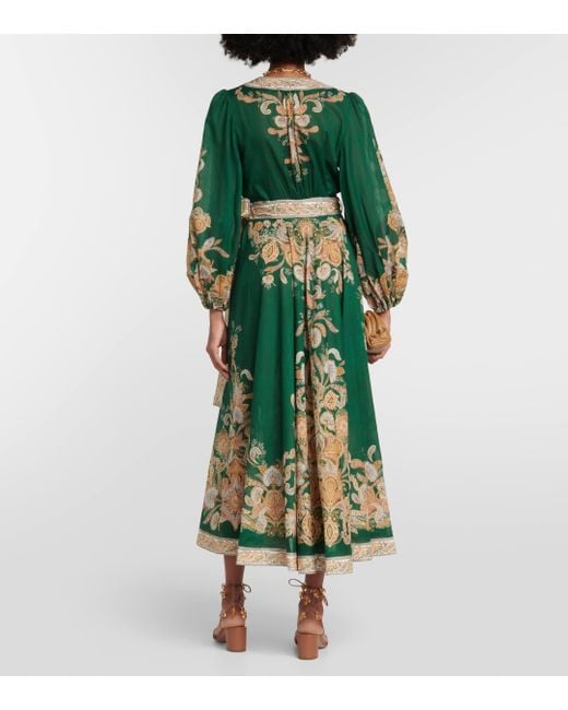 Zimmermann Green Devi Paisley-print Wrap Dress