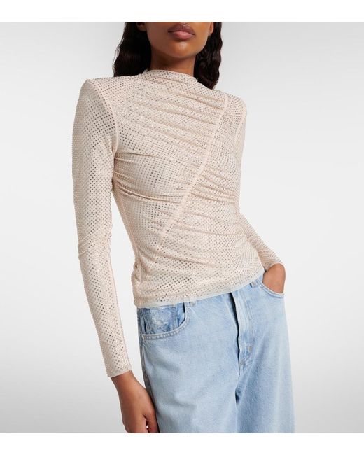 Self-Portrait Natural Top With Shimmering Crystals