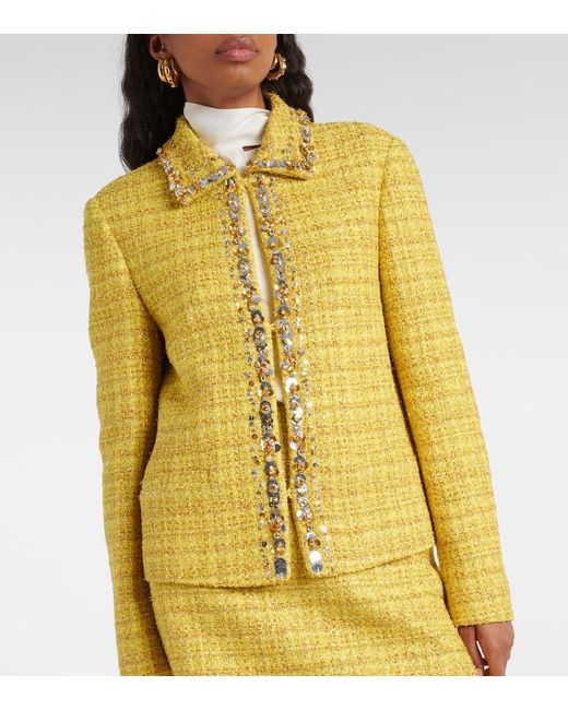Valentino Yellow Embellished Tweed Jacket