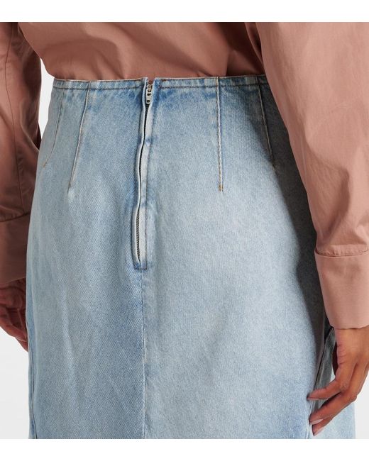 Dries Van Noten Blue Denim Midi Skirt