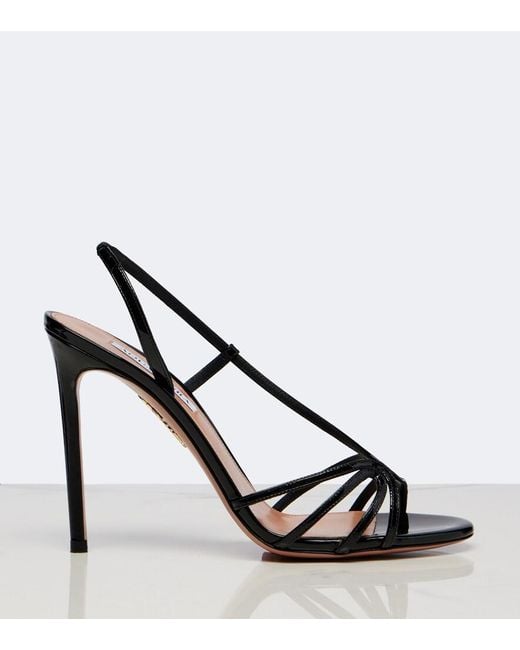 Aquazzura Metallic Talk To Me Patent Leather Slingback Sandals