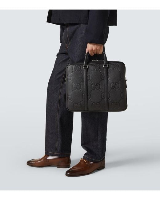 Gucci Black Jumbo Gg Leather Briefcase for men