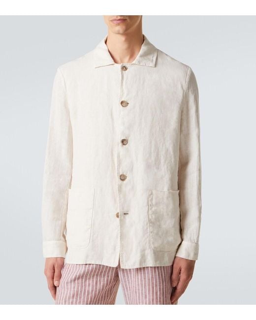 Fedeli White Oxford Linen Jacket for men