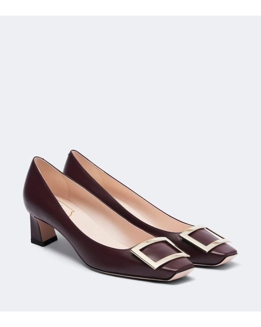 Roger Vivier Brown Trompette Embellished Leather Pumps