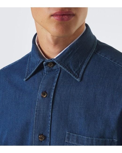 Rubinacci Blue Denim Shirt for men