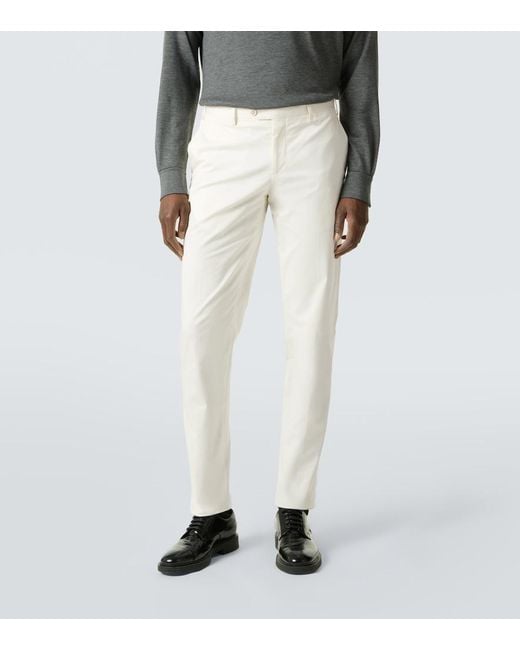Lardini White Mid-Rise Cotton Slim Pants for men