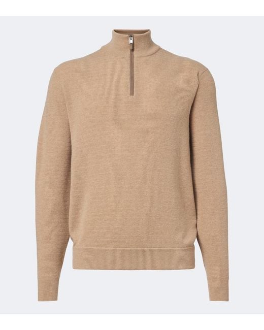 Canali Natural Knitted Wool And Cashmere Zip-Up Sweater for men