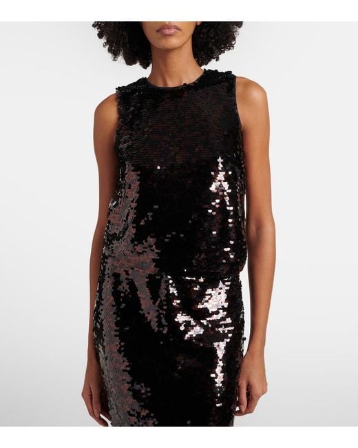 Staud Black Sequined Top