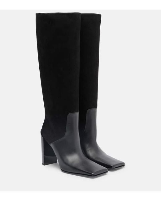 Alaïa Black 90 Leather And Suede Knee-High Boots