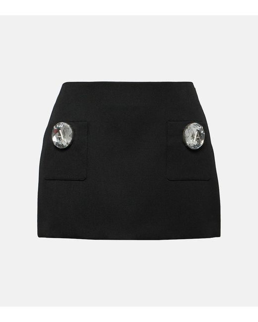 Minifalda Jumbo de lana con cristales Area de color Black