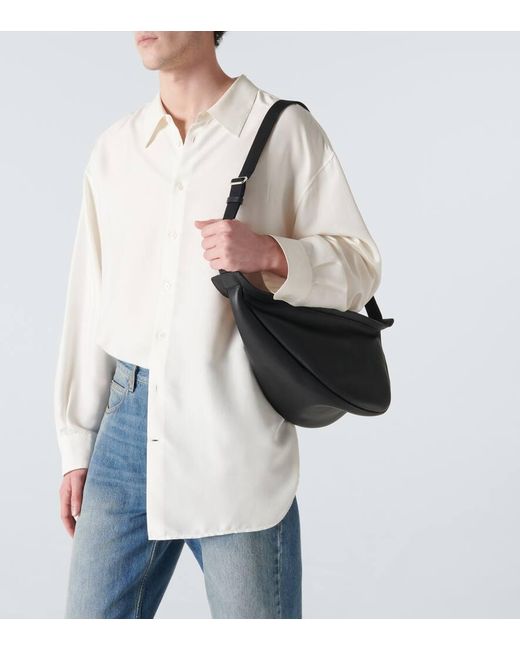 The Row Black Slouchy Banana Large Leather Crossbody Bag for men