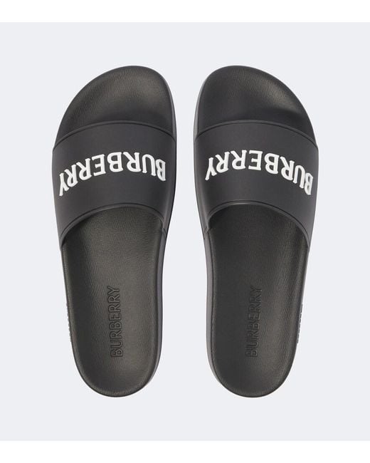 Burberry Black Logo Slides for men