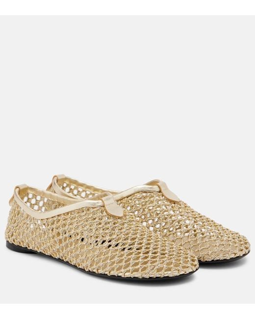 Loro Piana Natural Floaty Fishnet Ballet Flats
