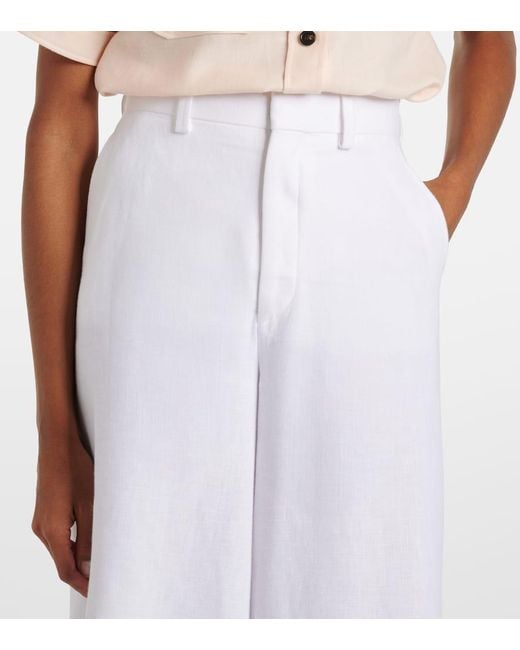 Loro Piana White High-Rise Culottes Drake Aus Leinen