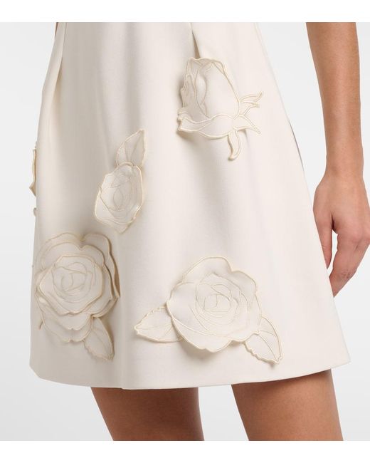 LEO LIN White Aurelie Belted Floral-Applique Minidress