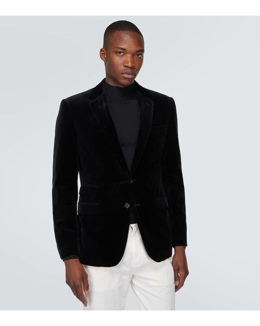 Ralph Lauren Purple Label Black Cotton Velvet Suit Jacket for men