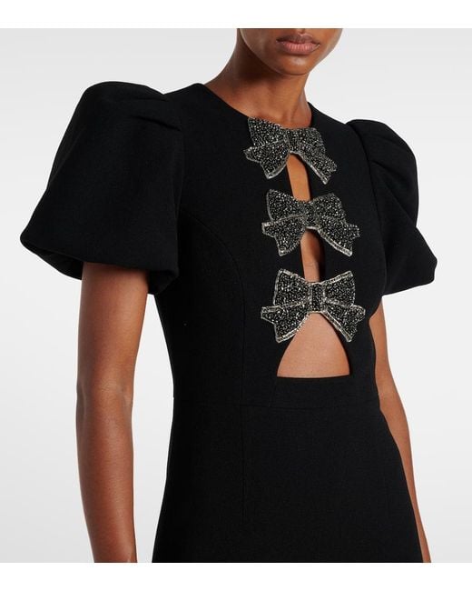 Rebecca Vallance Black Eliana Puff-Sleeve Midi Dress
