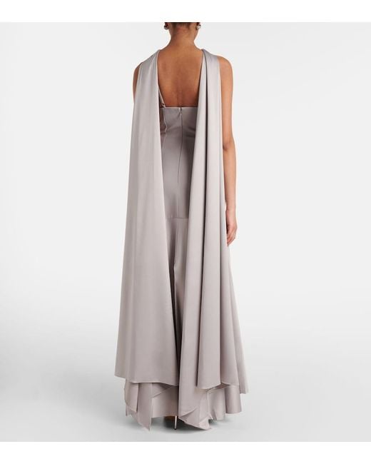 Solace London Gray Cece Satin And Crepe Gown