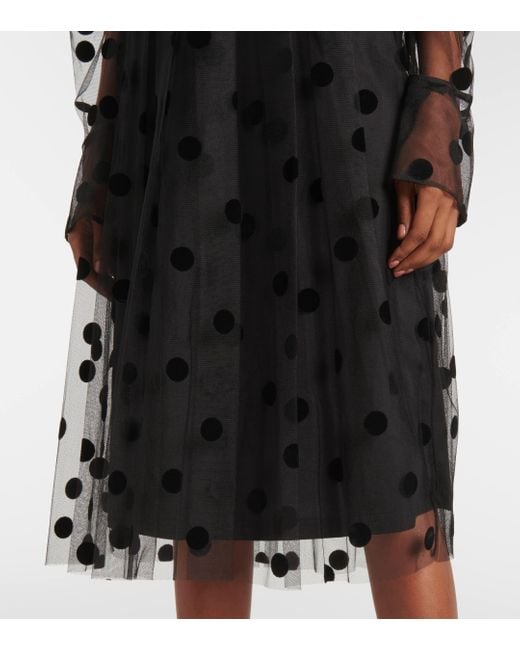 Nina Ricci Black Polka-Dot Tulle Midi Skirt