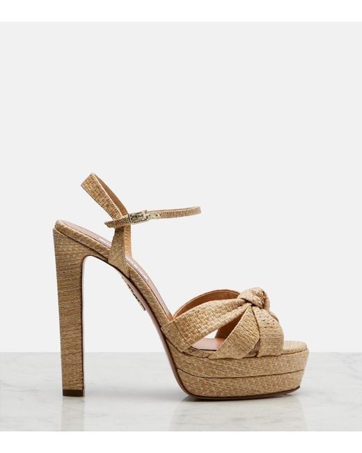 Aquazzura Metallic Nina Raffia Platform Sandals